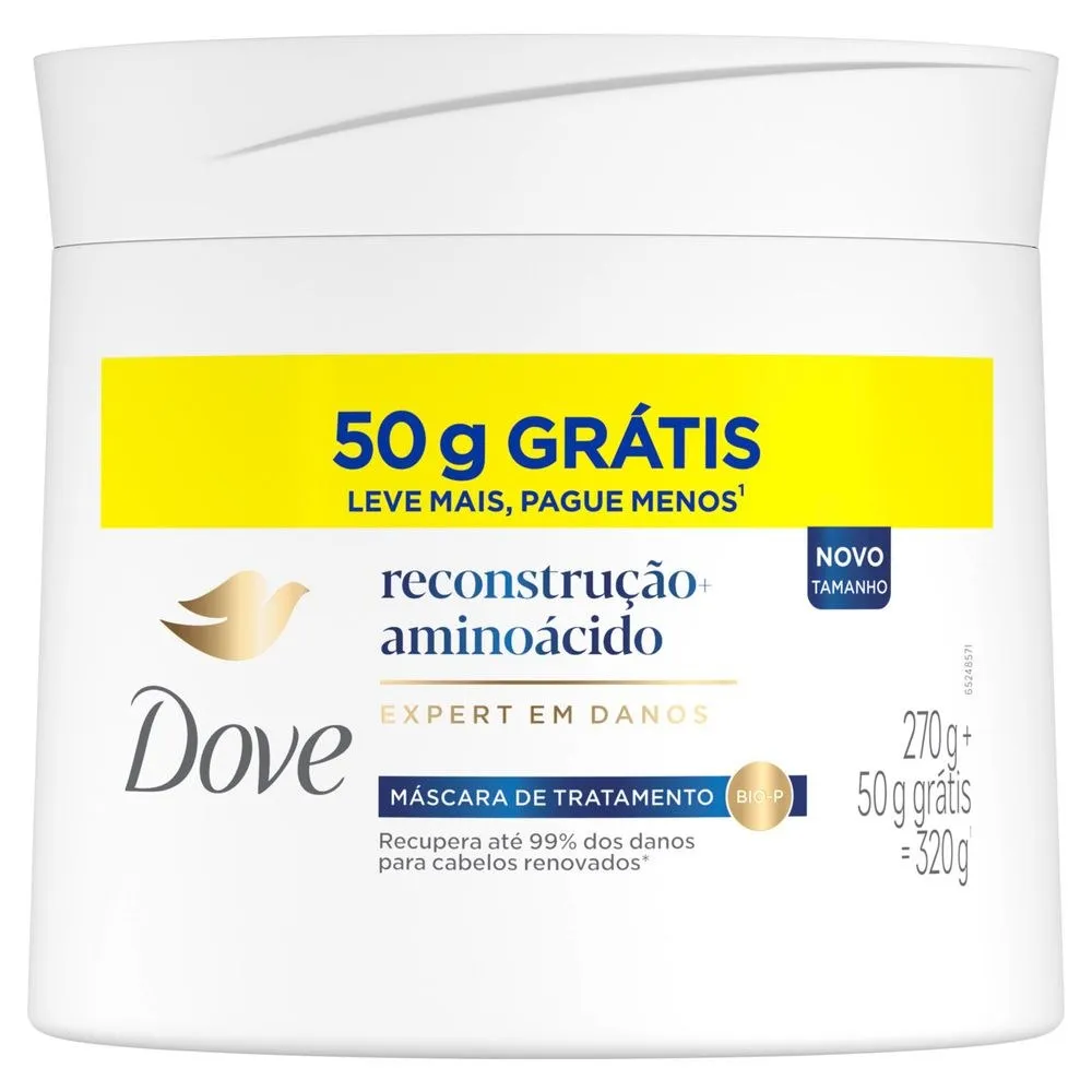 Máscara De Tratamento 2 Em 1 Dove Reconstrução + Aminoácido 320g