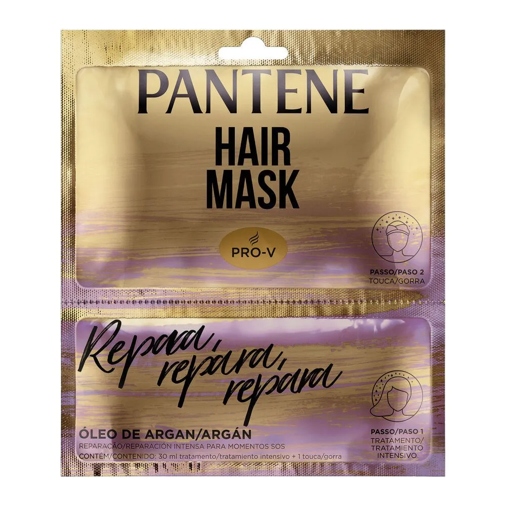 Máscara para cabelo Pantene Repara,fRepara, Repara Óleo de Argan 30 ml tratamento intensivo + touca