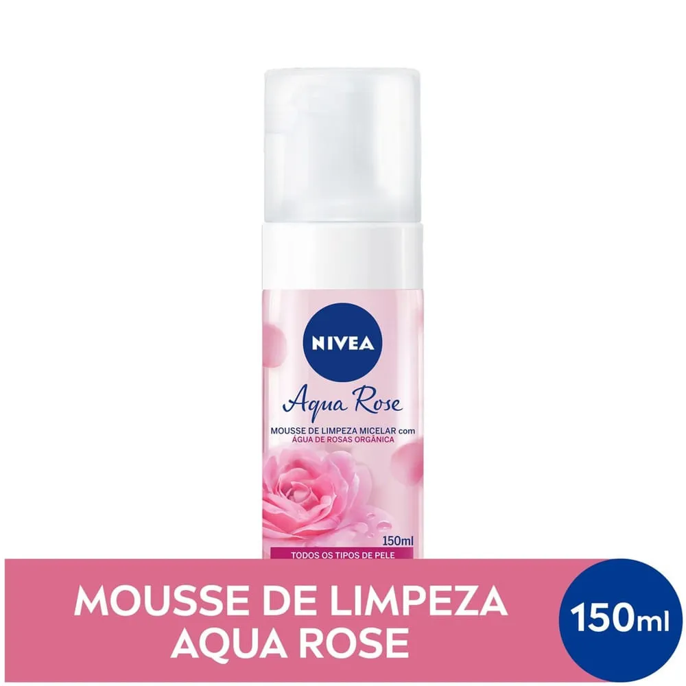 Mousse de Limpeza Facial Nivea Aqua Rose com Água de Rosas Orgânica 150ml