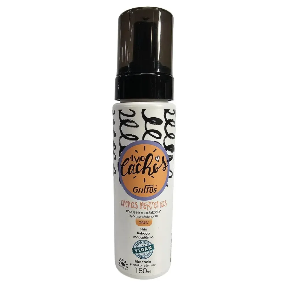 Mousse Modelador Cachos Perfeitos 3abc Vegano Amo Cachos Griffus 180ml