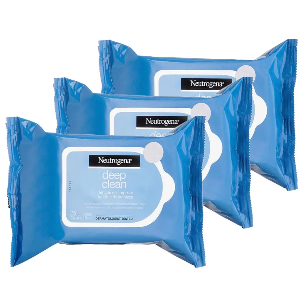 Neutrogena - Deep Clean Intensive - Kit Lenço Demaquilante - 3 Unidades