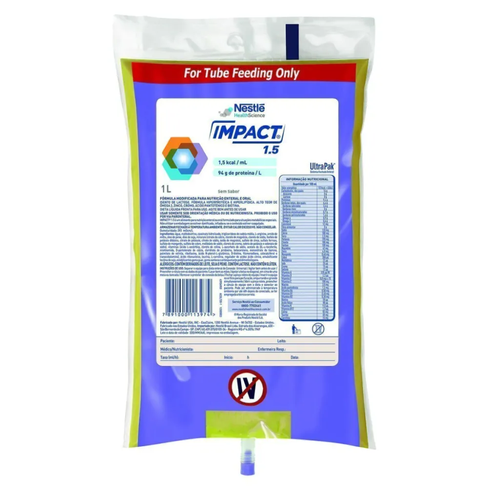 Nutrição Enteral E Oral Impact 1.5 S/F Sem Sabor 1L