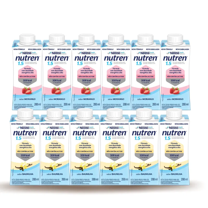 Nutrição Enteral E Oral Nutren 1.5 Morango/Baunilha 200Ml 12 Und