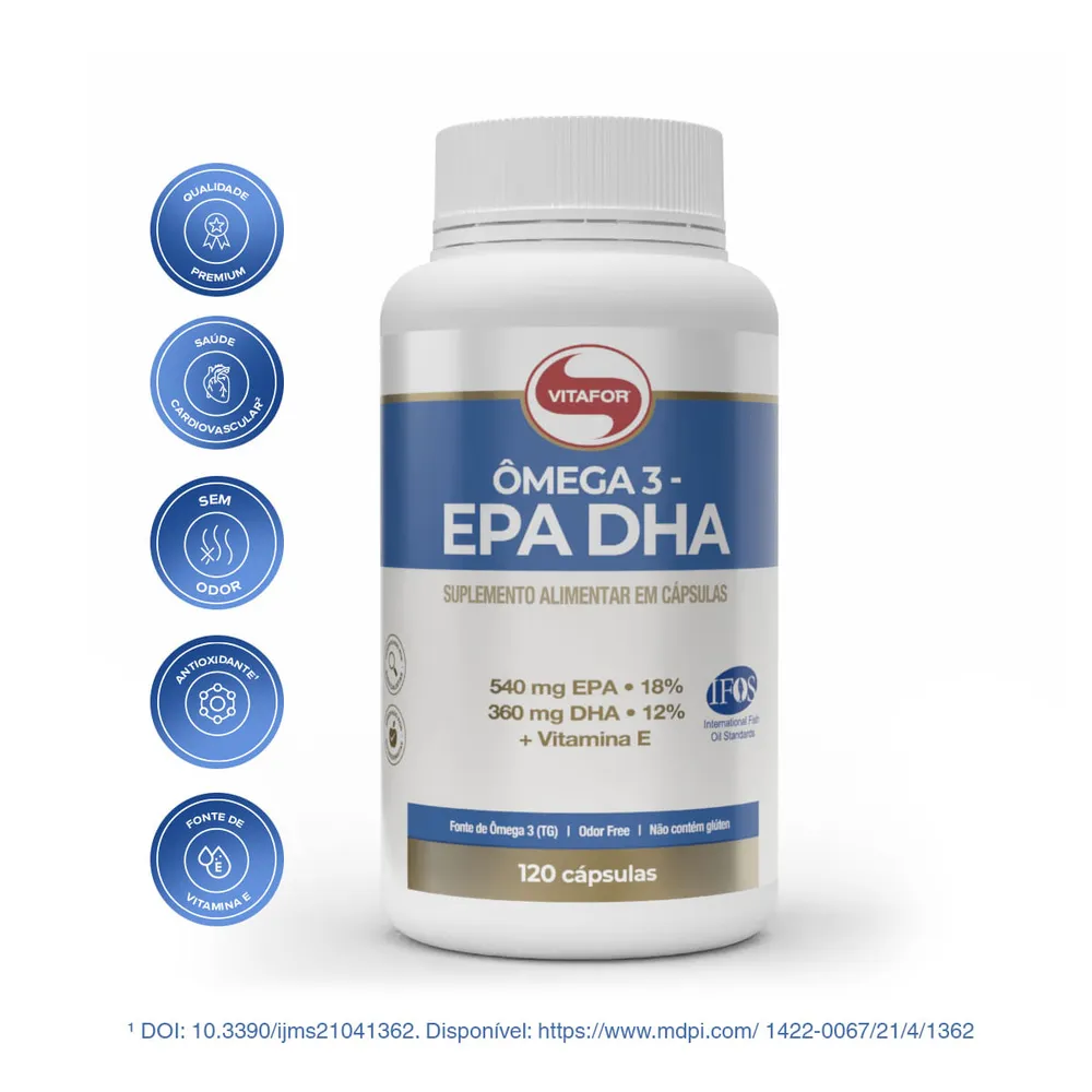 Ômega 3 EPA DHA 540mg + 360mg 120 Cápsulas Moles