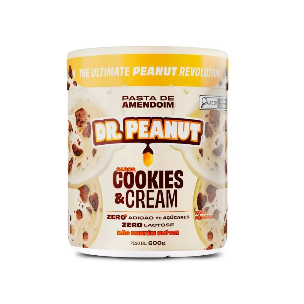 Pasta de Amendoim Cookies & Cream com Whey Protein Dr. Peanut 600G