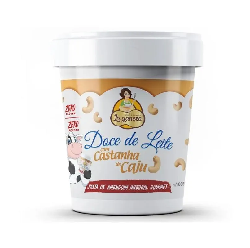 Pasta de Amendoim Integral Gourmet (1,05Kg) - Sabor: Doce de Leite C/ Castanha de Caju