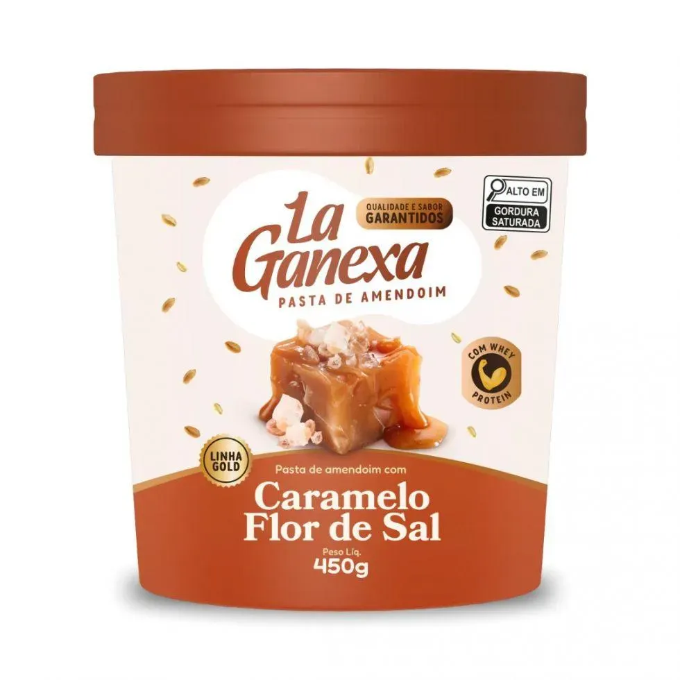 Pasta de Amendoim Integral Gourmet (450g) - Sabor: Caramelo e Flor de Sal (com Whey Protein)