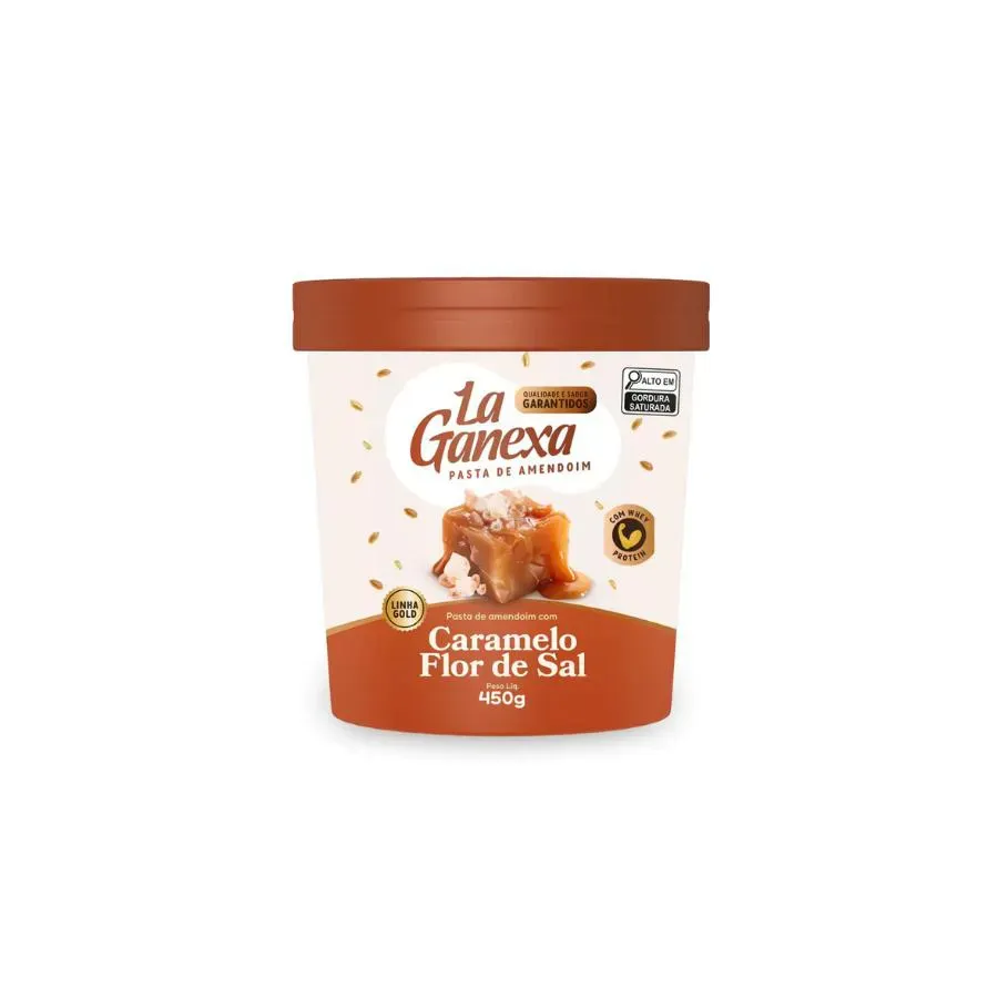Pasta de Amendoim Integral Gourmet 450G Zero Açucar - Sabor: Caramelo e Flor de Sal com Whey Protein
