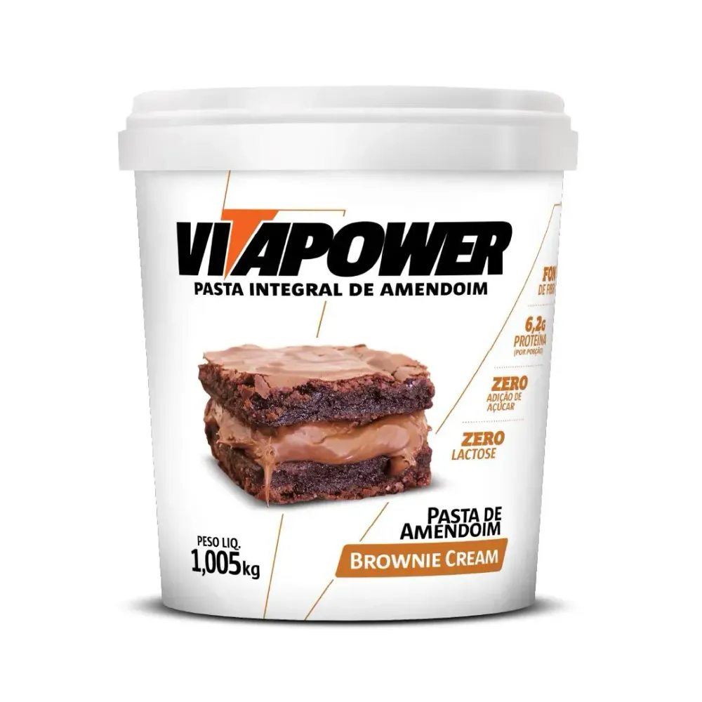 Pasta De Amendoim Vitapower Integral Pote 1005g Sabor Brownie Cream