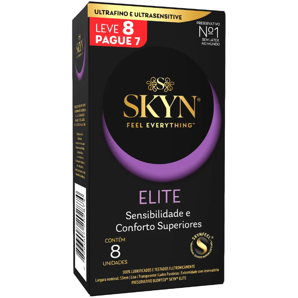 Preservativo Blowtex Skyn Sinta Tudo Elite Lubrificado Ultrafino Ultra Sensitive 8 Unidades