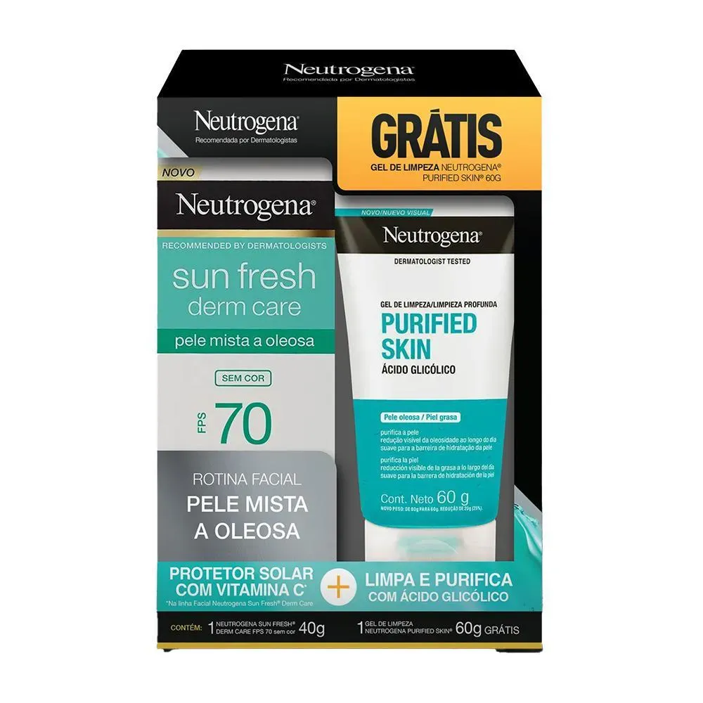 Promo Neutrogena Sun Fresh Facial Spf 70 40g + Purified Skin 60g