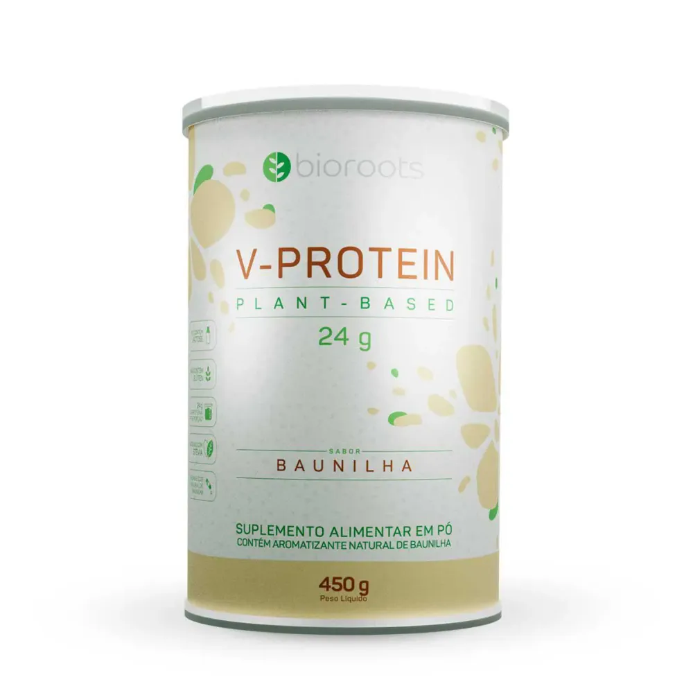 Proteína V-Protein Bioroots Plant-Based Baunilha 450g