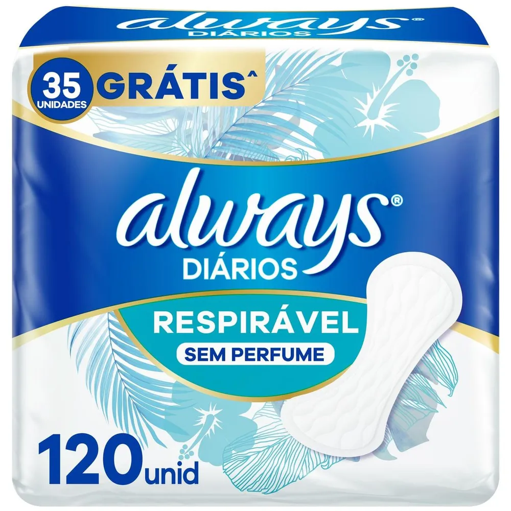 Protetor Diário Always Diários Respirável Sem Perfume 120 Unidades