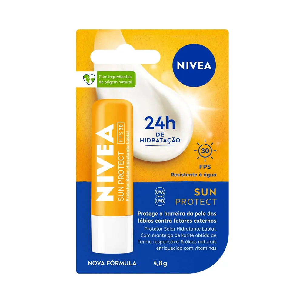 Protetor Labial Nivea Sun Protect Hidratante FPS30 4,8g