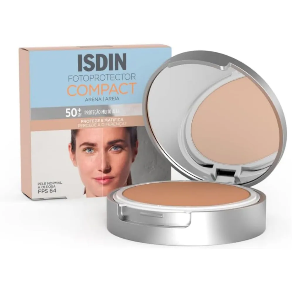 Protetor Solar Facial ISDIN Compact FPS50+ Pó Compacto Cor Areia 10g