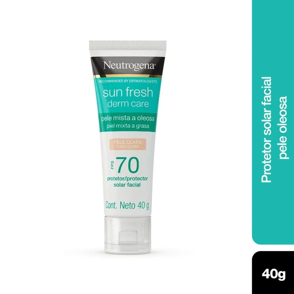 Protetor Solar Facial Neutrogena Sun Fresh Derm Care FPS70 Pele Mista a Oleosa Cor Clara 40g