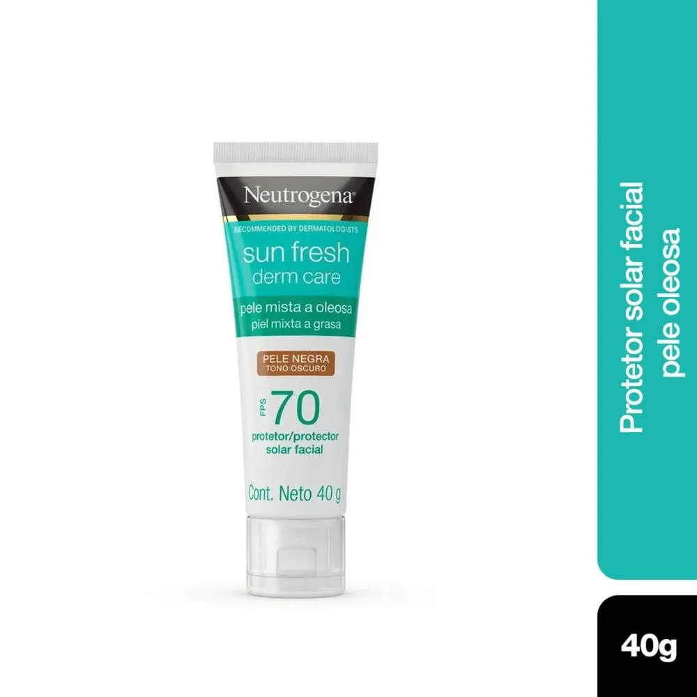 Protetor Solar Facial Neutrogena Sun Fresh Derm Care FPS70 Pele Mista a Oleosa Cor Negra 40g