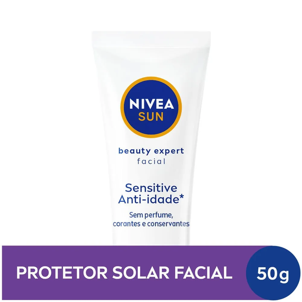 Protetor Solar Facial Nivea Sun Beauty Expert Sensitive FPS50 Anti-idade Sem Perfume 50g
