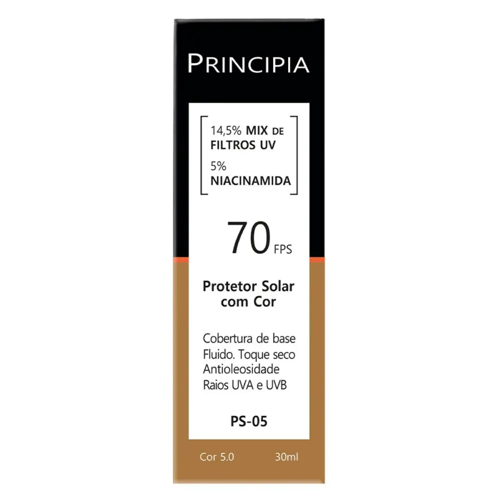 Protetor Solar Facial Principia Skincare PS-05 14,5% Mix de Filtros Uv + 5% Niacinamida FPS 70 Cor 5.0 30ml