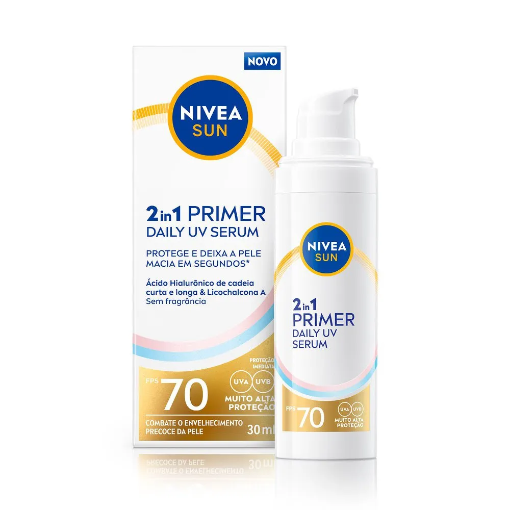 Protetor Solar Sérum Primer Daily Uv 2 Em 1 Sem Perfume Fps 70 Nivea Sun 30ml