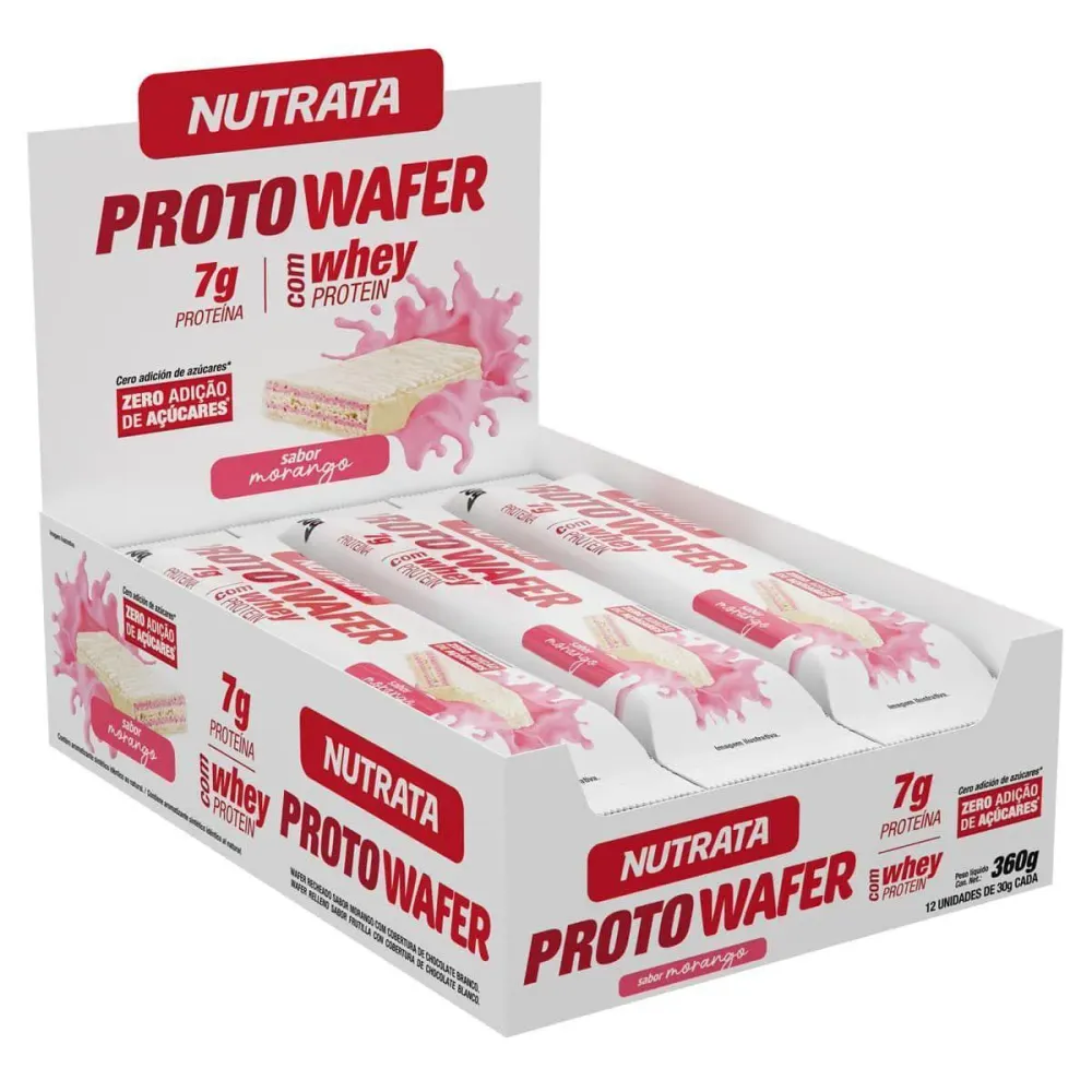 Proto Wafer - 12 Unidades de 30G Morango - Nutrata