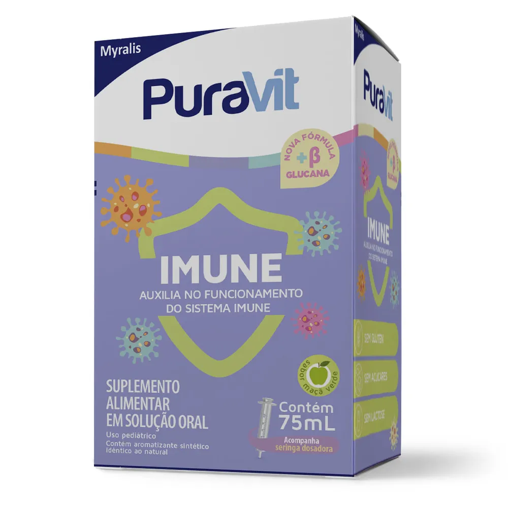 Puravit Imune Sabor Morango Solução Oral 75ml + Seringa Dosadora
