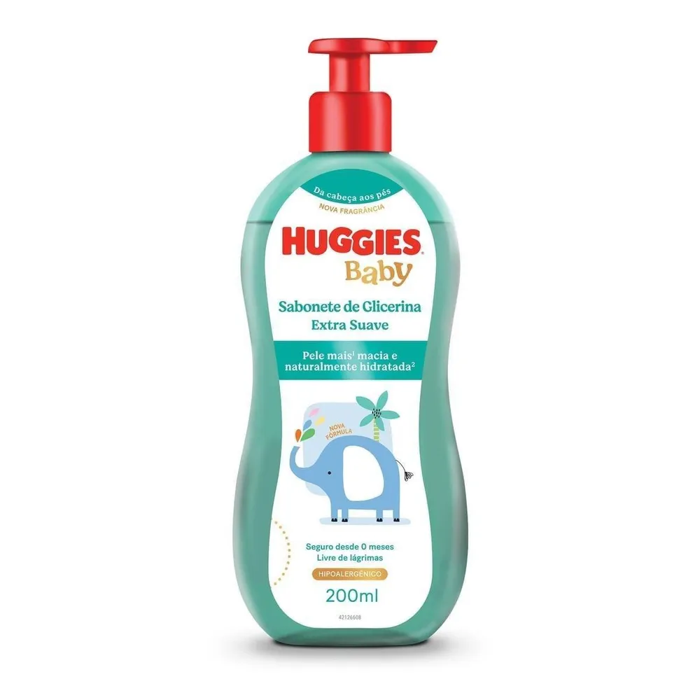 Sabonete Líquido Huggies Glicerina para Bebê Extra Suave 200ml