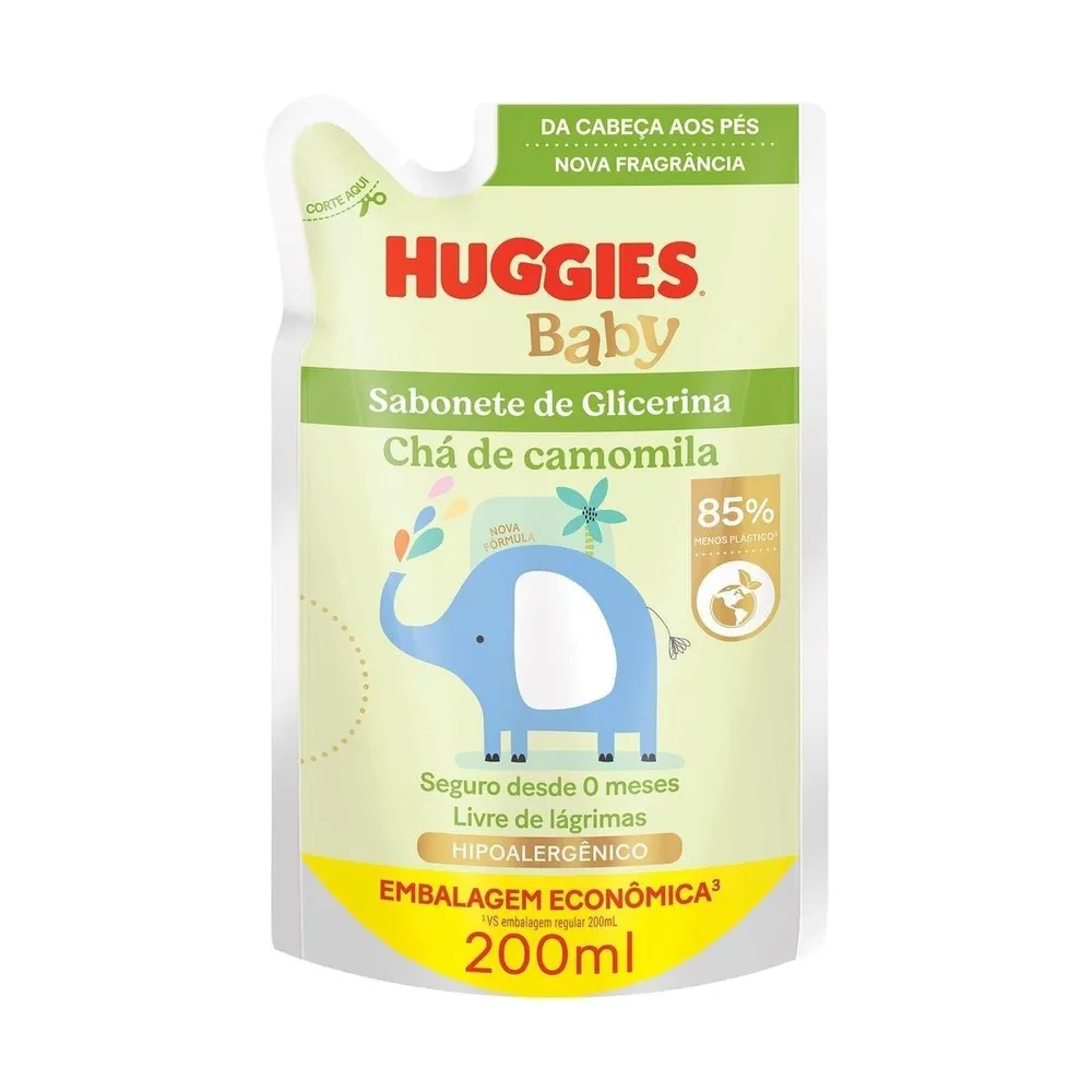 Sabonete Líquido Infantil Huggies Baby Glicerina Camomila Natural Refil 200ml