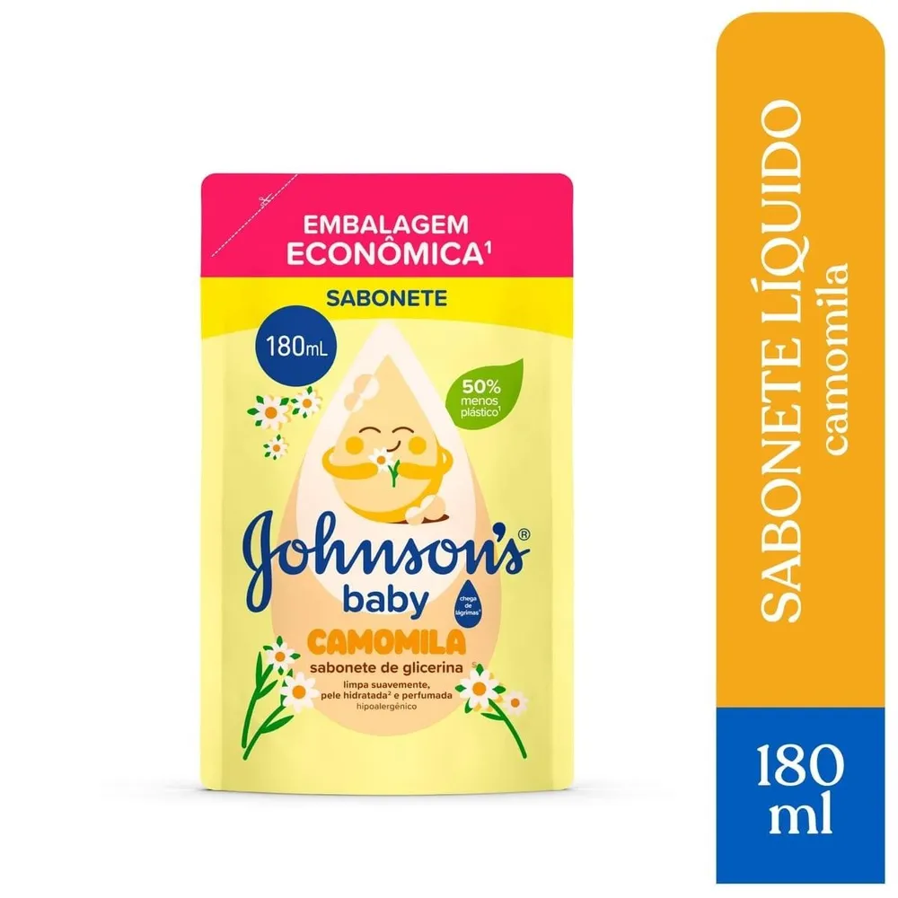 Sabonete Líquido Infantil Johnson's Baby Glicerina Camomila Refil 180ml