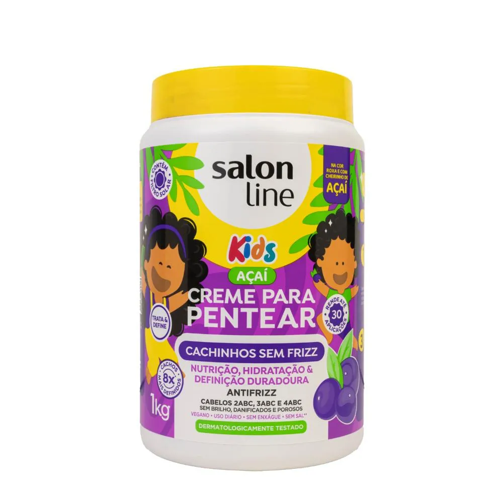 Salon Line Kids - Açaí Cachinhos Sem Frizz - Creme para Pentear - 1000ml