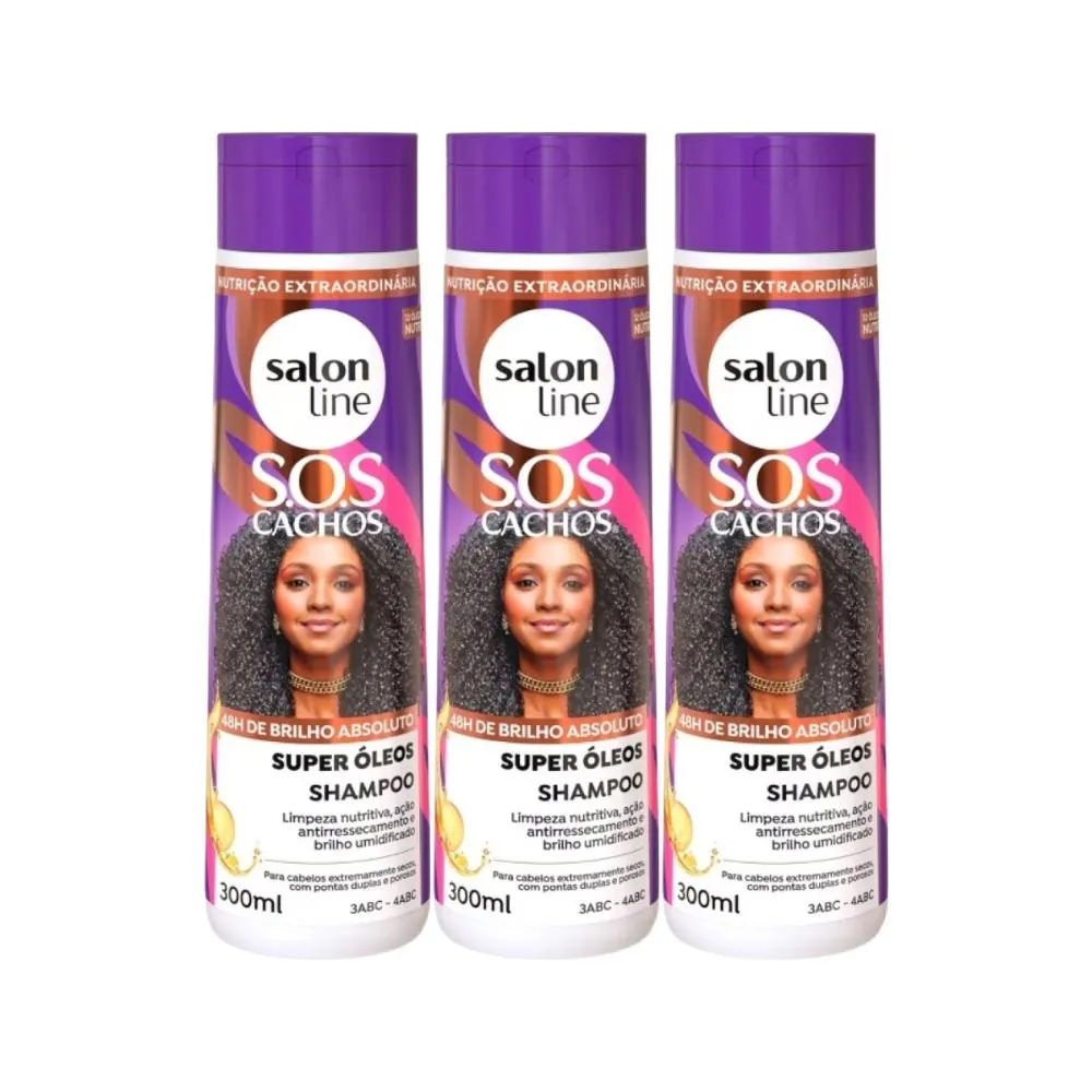SalonLine - S.O.S Cachos Super Óleos Kit 3 Shampoo - 300ml