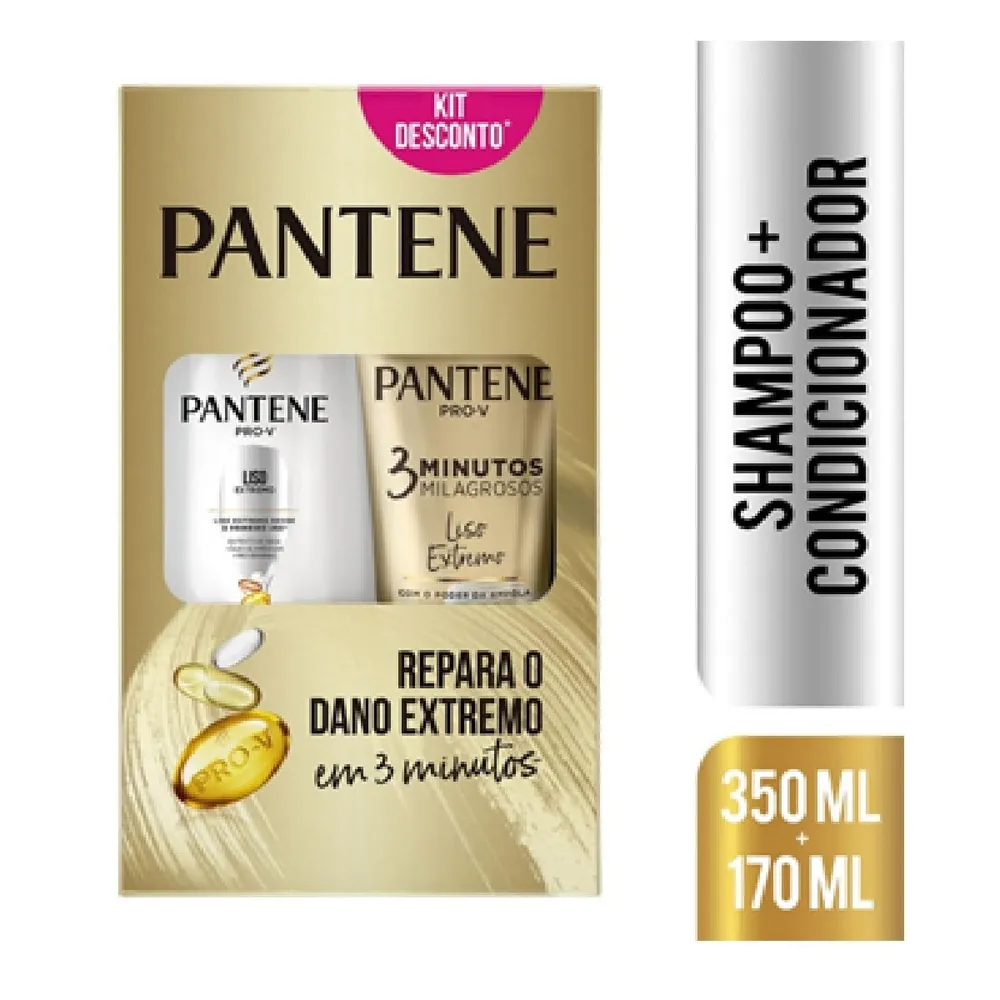 Shampoo Pantene Liso Extremo 350ml+condicionador Pantene Liso Extremo 3 Minutos Milagrosos 170ml