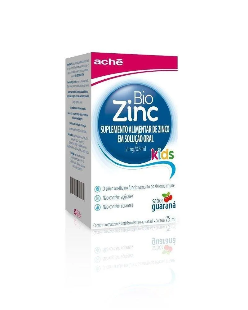 Suplemento Alimentar Infantil Biozinc Kids 2mg/0,5ml Sabor Guaraná Solução Oral 75ml