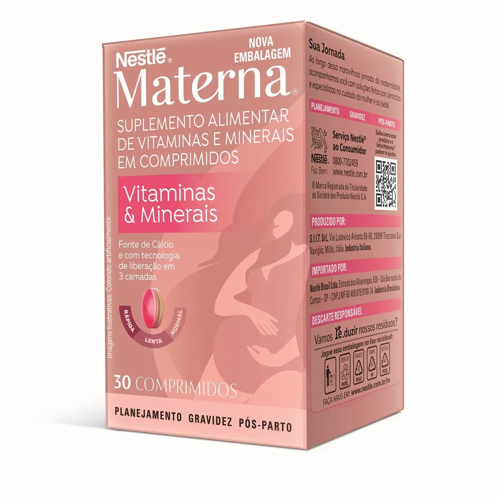 Suplemento alimentar Materna Vitaminas & Minerais 30 unidades