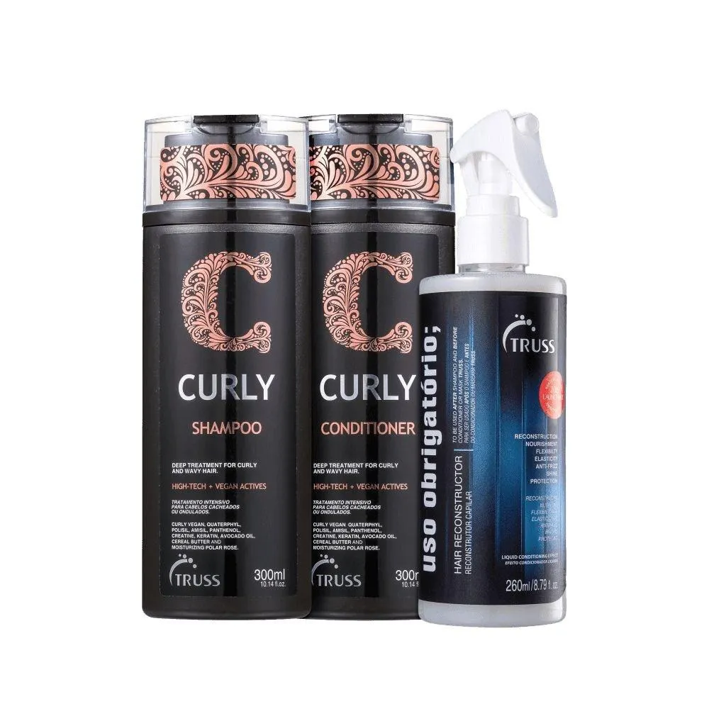 Truss Curly - Shampoo 300ml + Condicionador 300ml + Uso Obrigatório 260ml