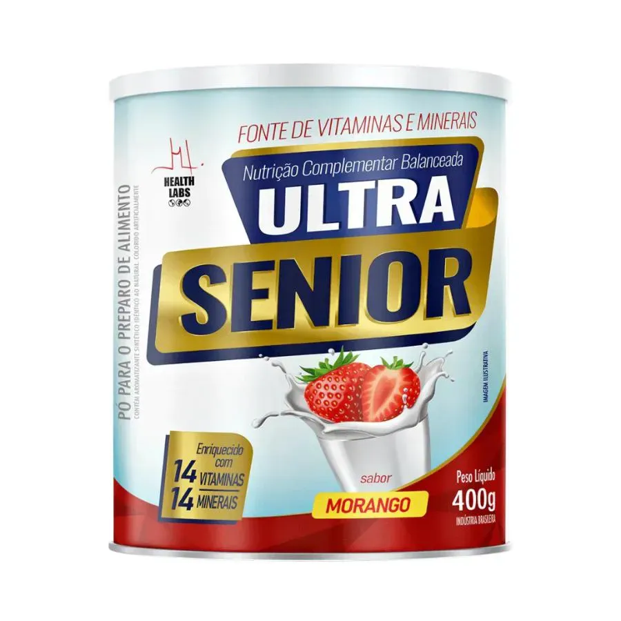 Ultra Senior 400g Morango Vitaminas, Minerais e Nutrientes Projetados para Apoiar A Saúde - Health Labs