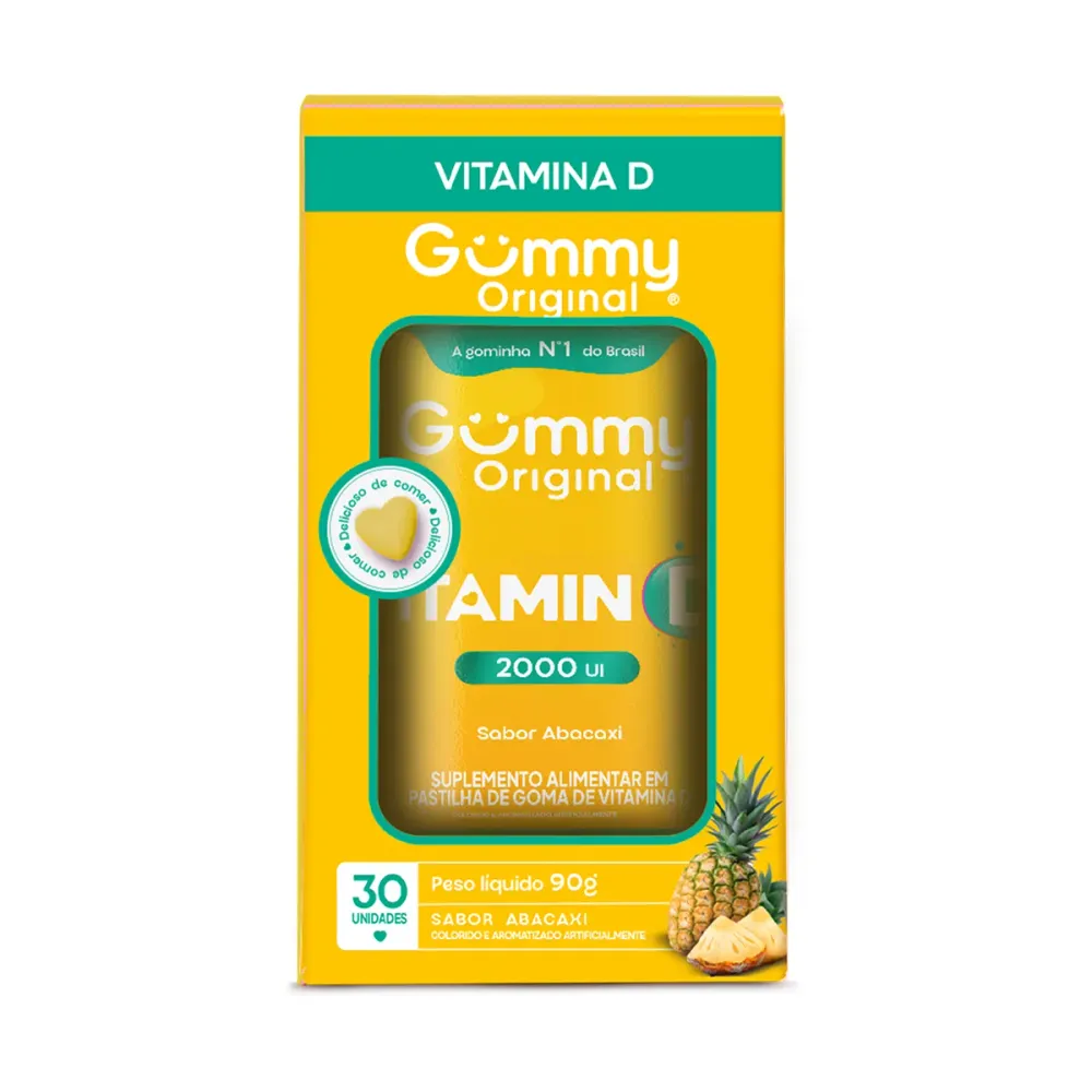 Vitamina D 2.000UI Gummy Vitamin D Abacaxi 30 gomas