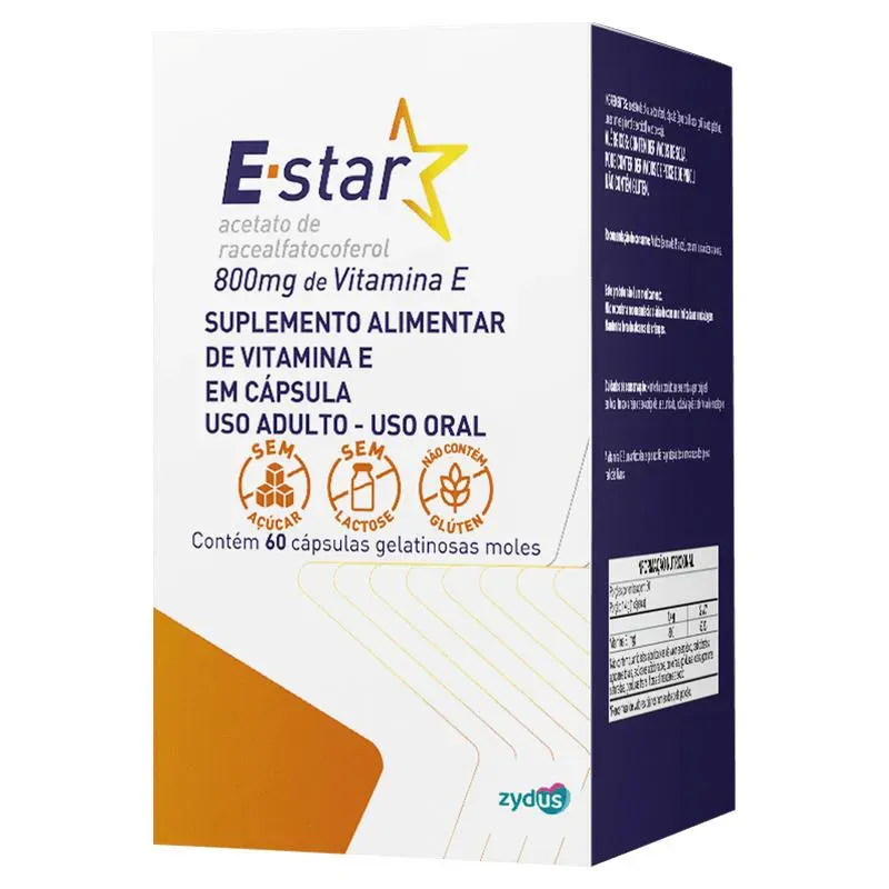 Vitamina e 800mg E-star - 60 cápsulas Gelatinosas