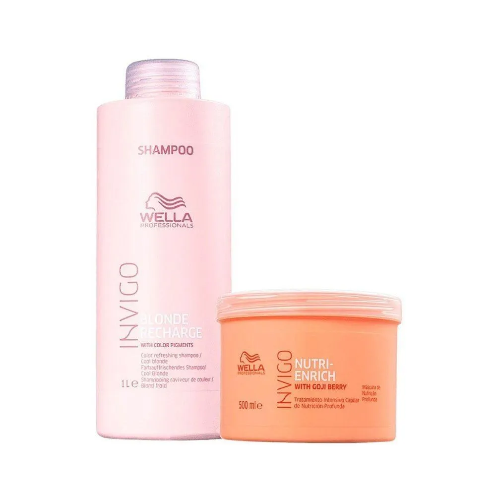 Wella Nutri-Enrich - Máscara 500ml + Shampoo Blonde Recharge 1000ml