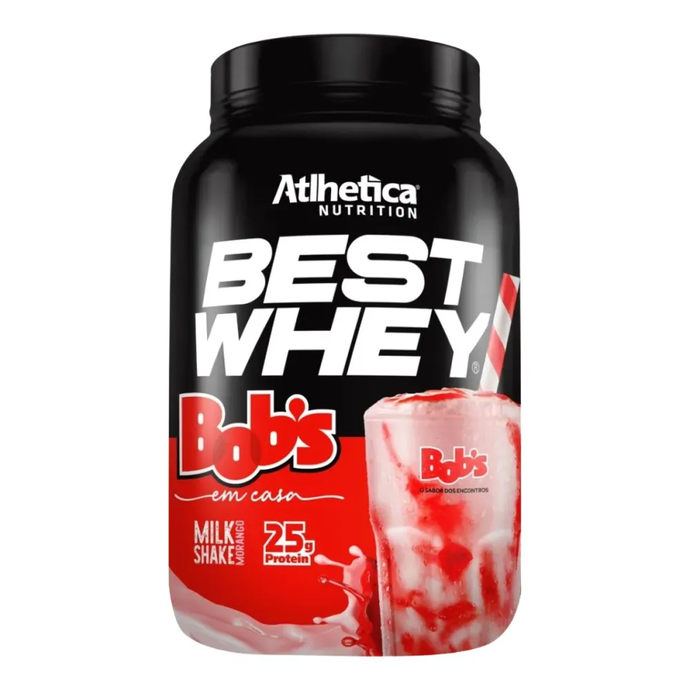 Whey Protein Best Whey Atlhetica Nutrition Milkshake de Morango Bob's 900g