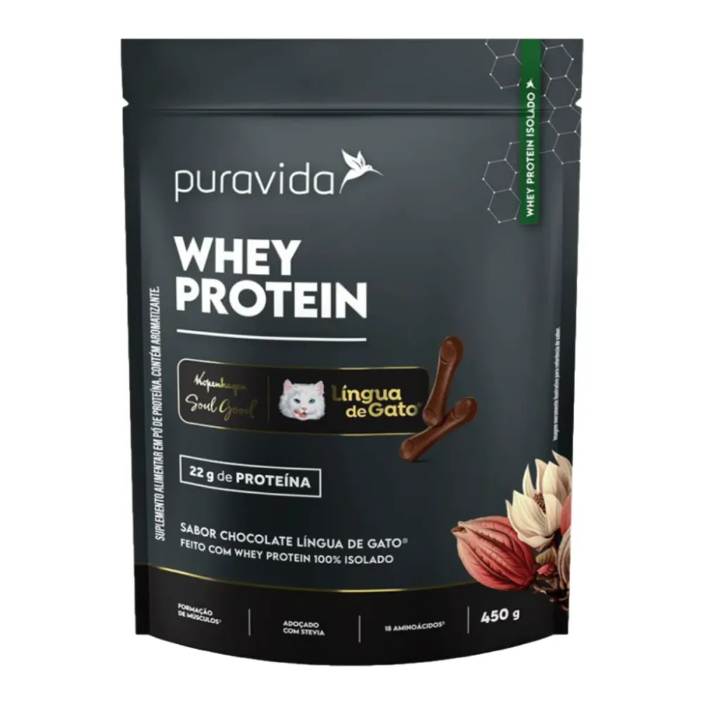 Whey Protein Puravida Língua de Gato Sachê 450g